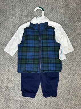 Carter’s Baby Boys 3pc Outfit - Top, Vest, & Pants - Blue Size 3 Months NWT